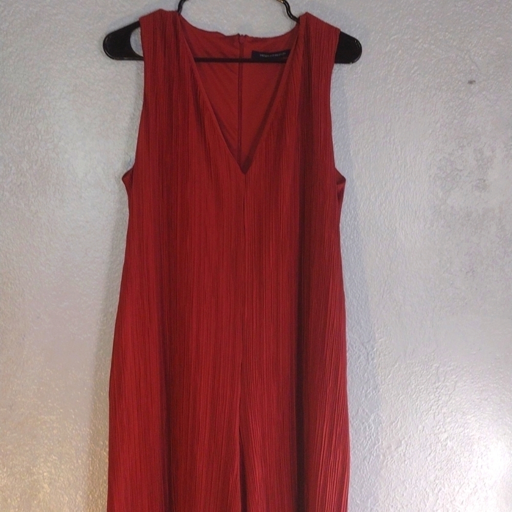 Burgundy Wide Leg Textured French Connection Jumpsuit 12
